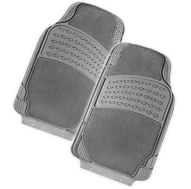 COLOSSUS 2-Piece Car Mat – [Rubber/Carpet] – Grey