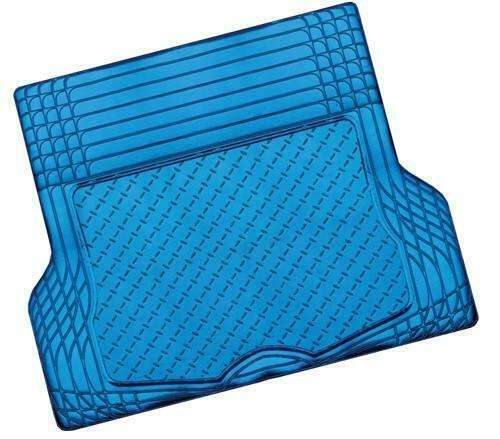 ALUMINIUM LOOK 1-Piece Boot Mat – [Rubber/Aluminium Look] – Blue