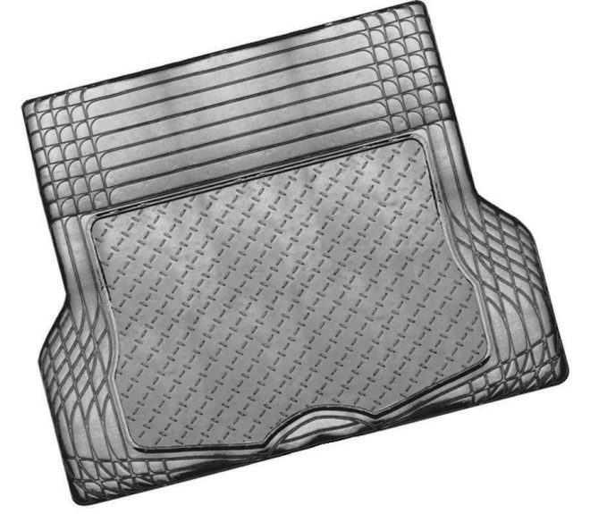 ALUMINIUM LOOK 1-Piece Boot Mat – [Rubber/Aluminium Look] – Carbon