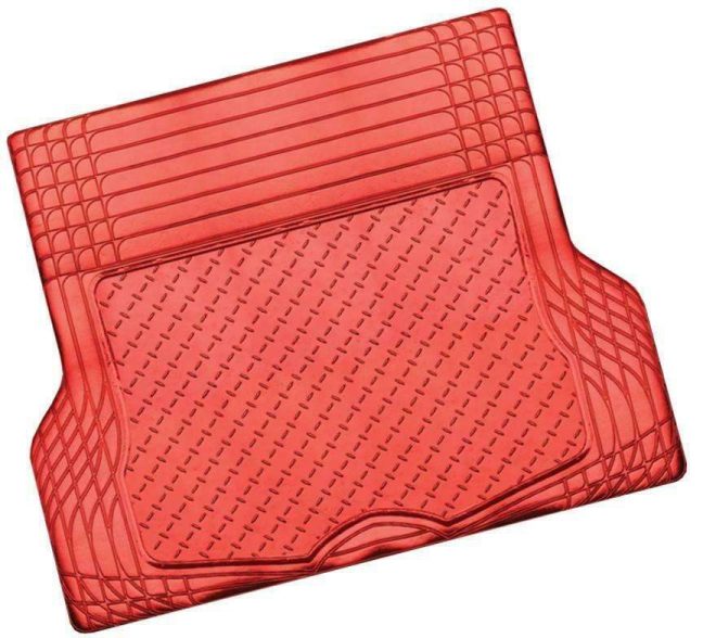 ALUMINIUM LOOK 1-Piece Boot Mat – [Rubber/Aluminium Look] – Red