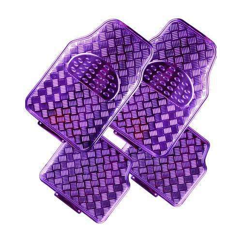 VENOM 4-Piece Car Mat – [Rubber/Aluminium Look] – Purple