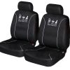 Universal 60/25 Airbag Front Seat Cover Nobody Rides For Free – Black and White
