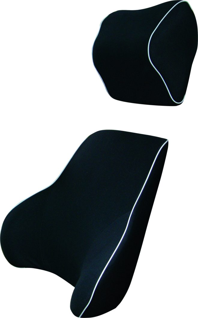 Memory Foam Lumbar Back & Neck Pillow Support Back Cushion Office Car Seat – Black