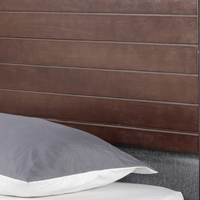 Milano Decor Azure Bed Frame With Headboard Black Wood Steel Platform Bed – Black – SINGLE