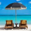Havana Outdoors Beach Umbrella Portable 2 Metre Fringed Garden Sun Shade Shelter – Black