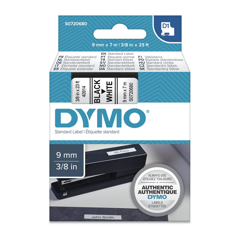 DYMO Tape – 9×7 mm, Black on White