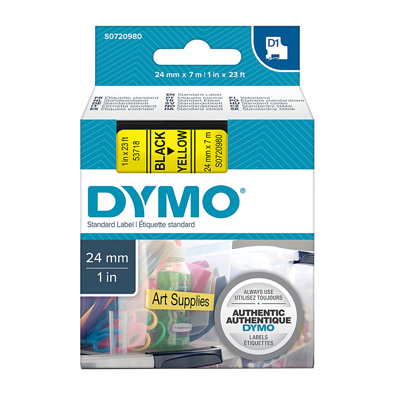 DYMO Tape – 24×7 mm, Black on Yellow