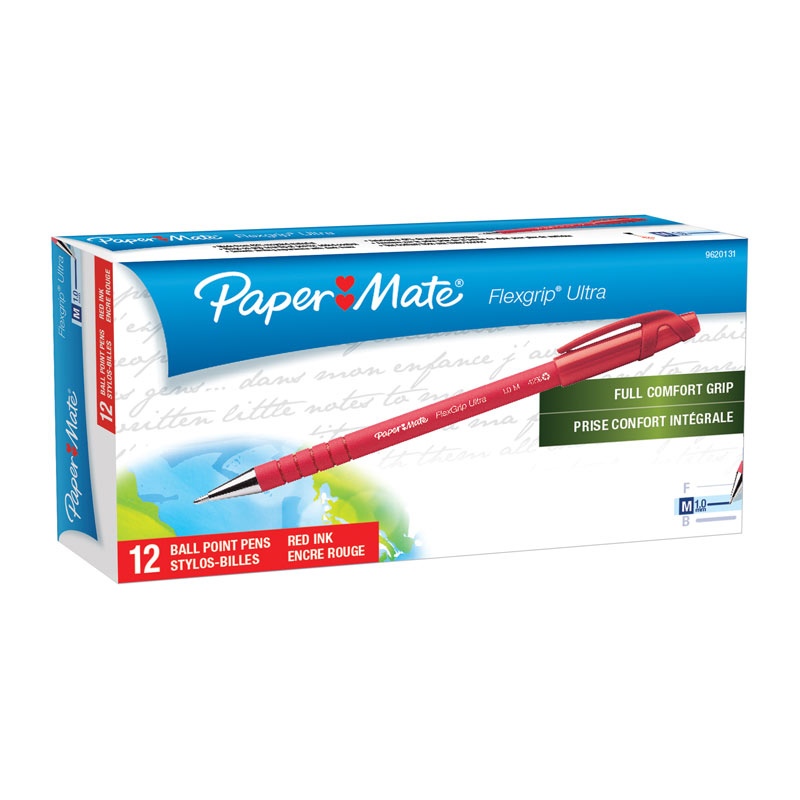 PAPER MATE Flex Grip Ball Pen 1.0mm Box of 12 – Red
