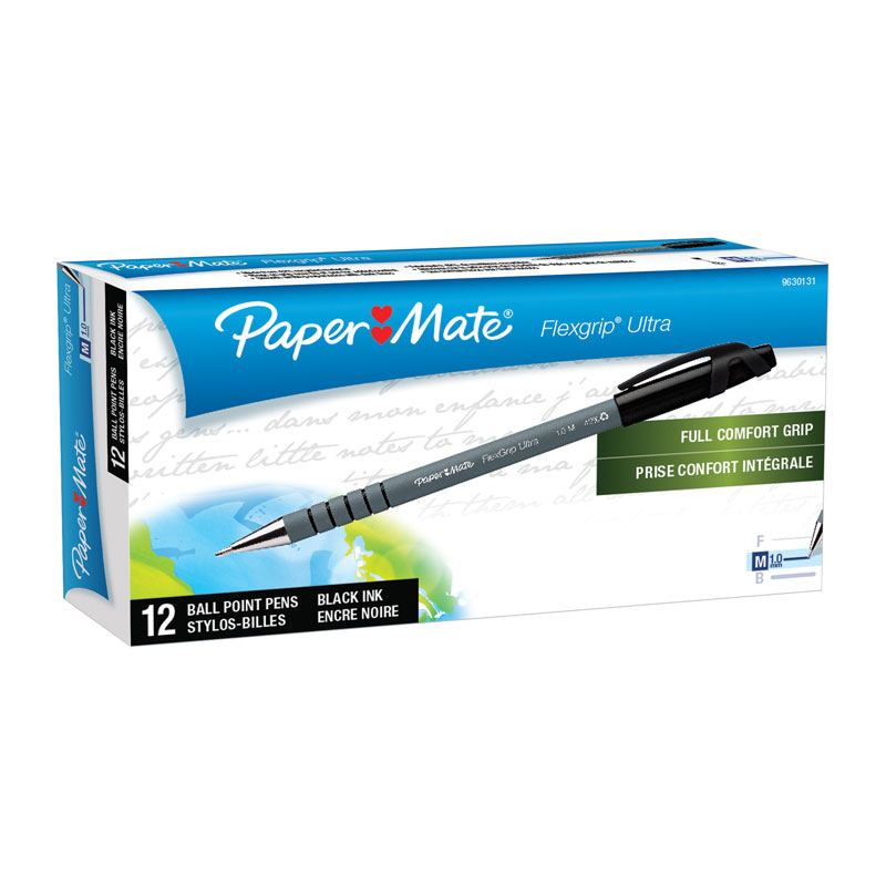 PAPER MATE Flex Grip Ball Pen 1.0mm Box of 12 – Black