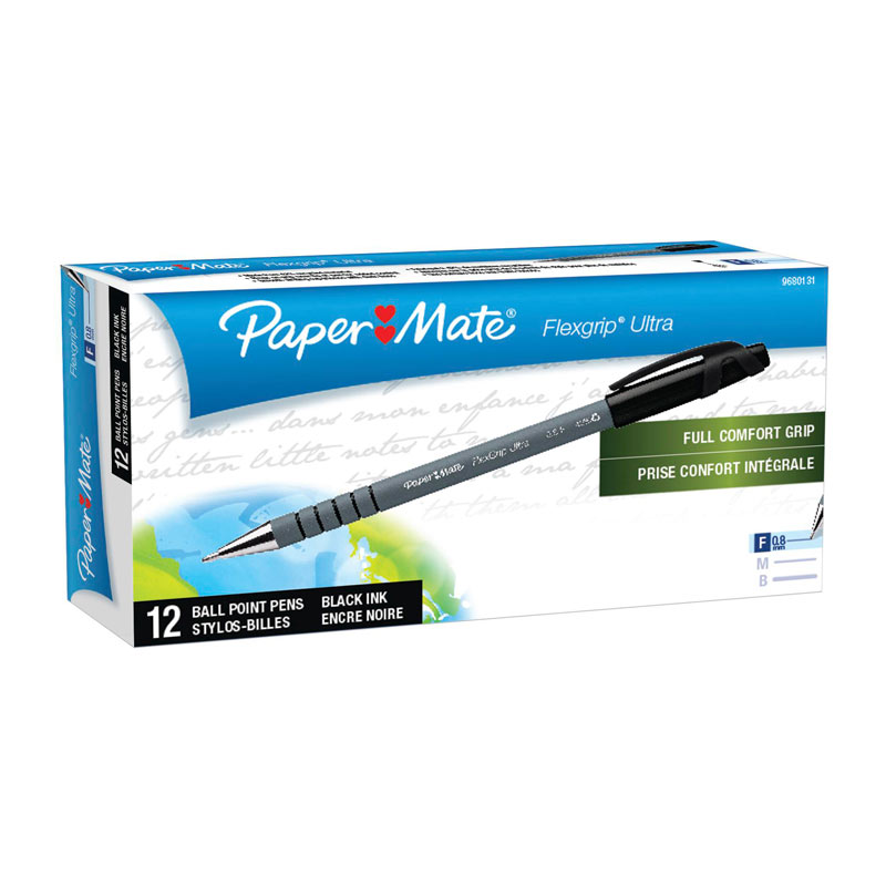 PAPER MATE Flex Grip Ball Pen 0.8mm Box of 12 – Black
