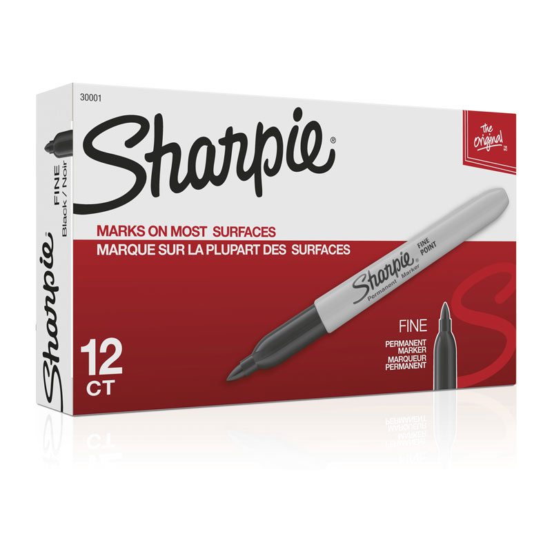 SHARPIE Permanent Marker Fine Point Box of 12 – Black