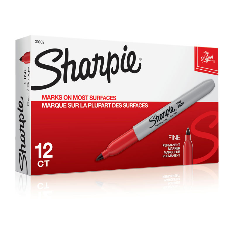 SHARPIE Permanent Marker Fine Point Box of 12 – Red