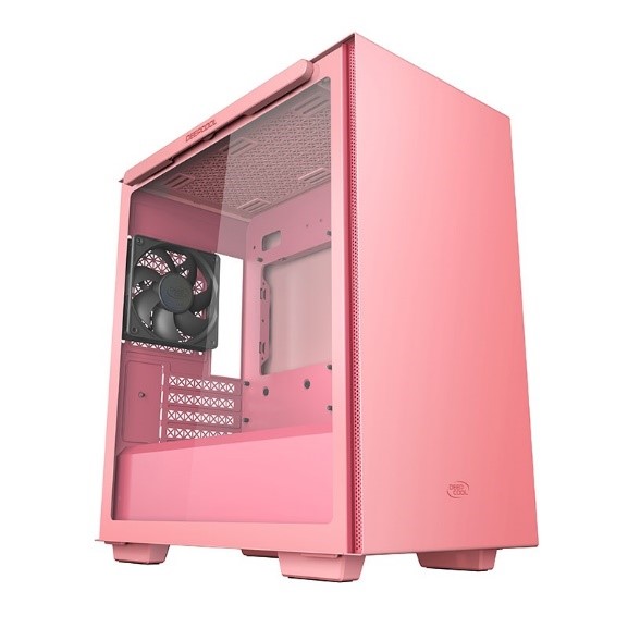 DEEPCOOL MACUBE 110 Minimalistic Micro-ATX Case, Magnetic Tempered Glass Panel, Removable Drive Cage, Adjustable GPU Holder, 1xPreinstalled Fan – Pink