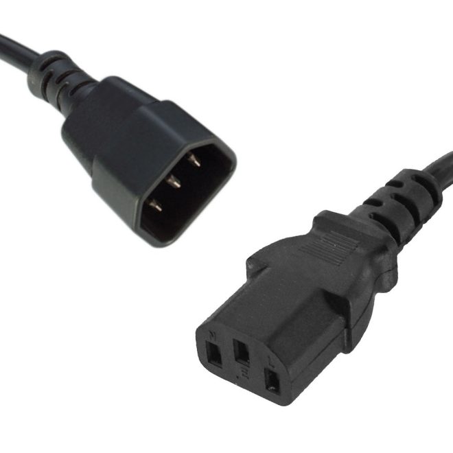 8WARE Power Cable Extension IEC-C14 to IEC-C13 Male to Female – 1M
