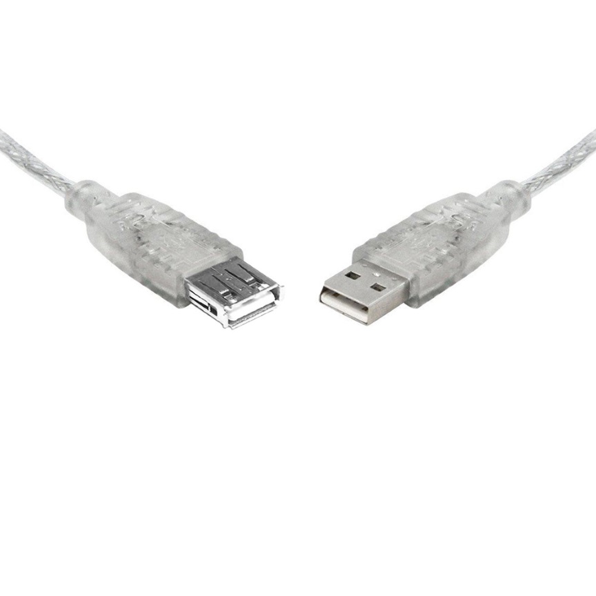 8WARE USB 2.0 Extension Cable A to A Male to Female Metal Sheath Cable – 5M, Transparent