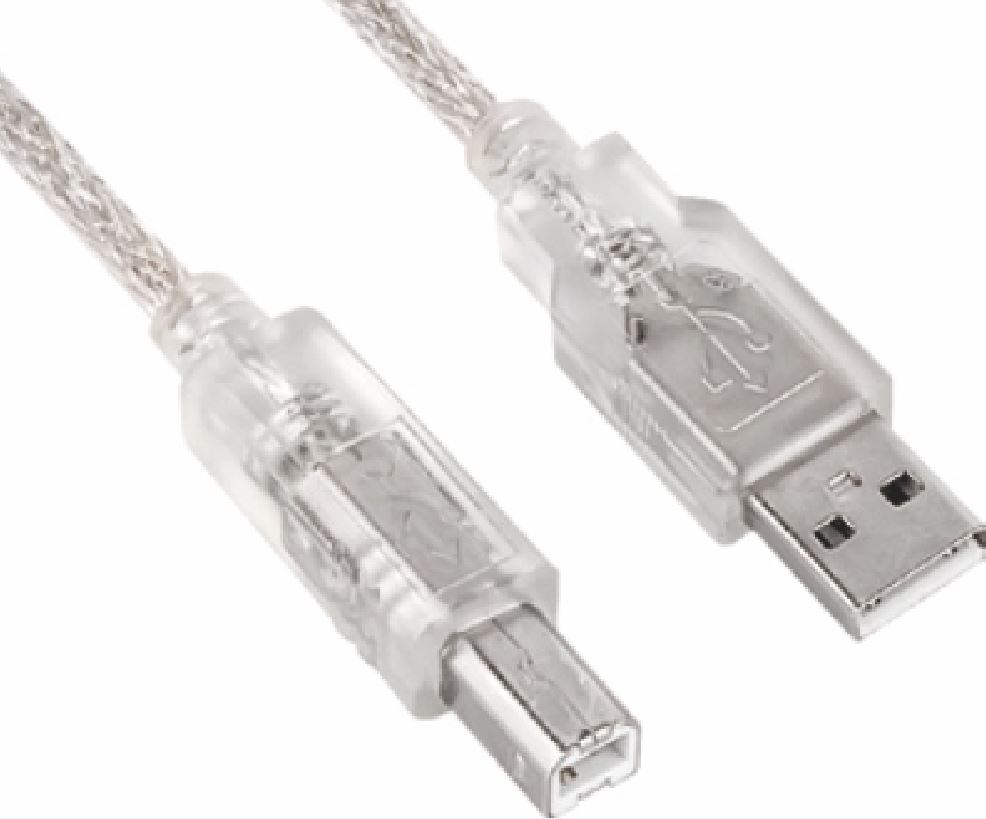 ASTROTEK USB 2.0 Printer Cable Type A Male to Type B Male Transparent Colour – 3M