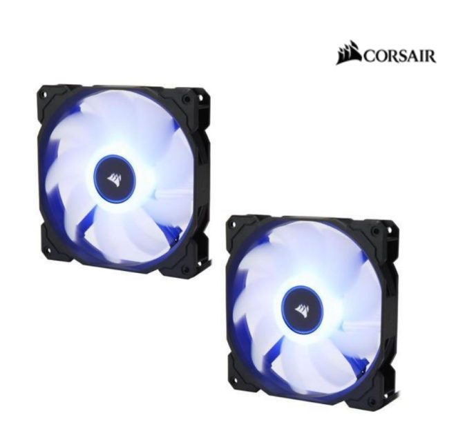 CORSAIR Air Flow 140mm Fan Low Noise Edition LED 3 PIN – Hydraulic Bearing, 1.43mm H2O. Superior cooling performance. TWIN Pack! – Blue