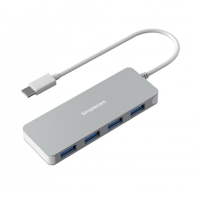 SIMPLECOM CH320 Ultra Slim Aluminium USB 3.1 Type C to 4 Port USB 3.0 Hub – Silver