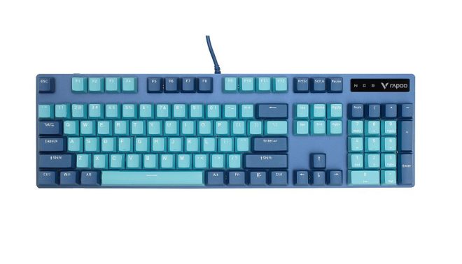 RAPOO V500 Pro Backlit Mechanical Gaming Keyboard – Spill Resistant, Metal Cover, Ideal for Entry Level Gamers – Cyan Blue