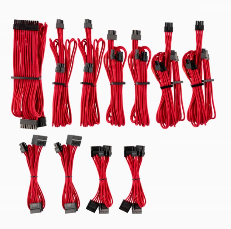 For Corsair PSU – Premium Individually Sleeved DC Cable Pro Kit, Type 4 Generation 4 – Red