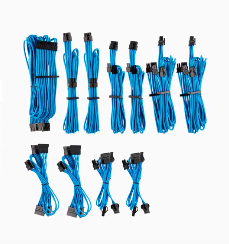 For Corsair PSU – Premium Individually Sleeved DC Cable Pro Kit, Type 4 Generation 4 – Blue