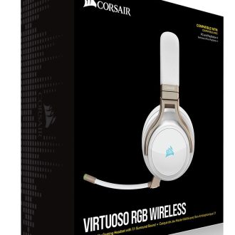 CORSAIR Virtuoso Wireless RGB Pearl 7.1 Headset. High Fidelity Ultra Comfort, supports USB and 3.5mm Gaming Headset
