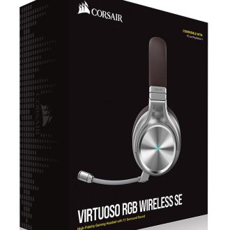 Corsair Virtuoso Wireless RGB SE Espresso 7.1 Headset. High Fidelity Ultra Comfort, Broadcast Grade 9.5mm Microphone, USB and 3.5mm