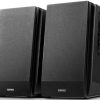 EDIFIER R1700BT Bluetooth Lifestyle Bookshelf Studio Speakers Black – BT/Dual 3.5mm AUX/Limited Distortion DSP/DRC/Classic Wood Finish/Wireless Remote