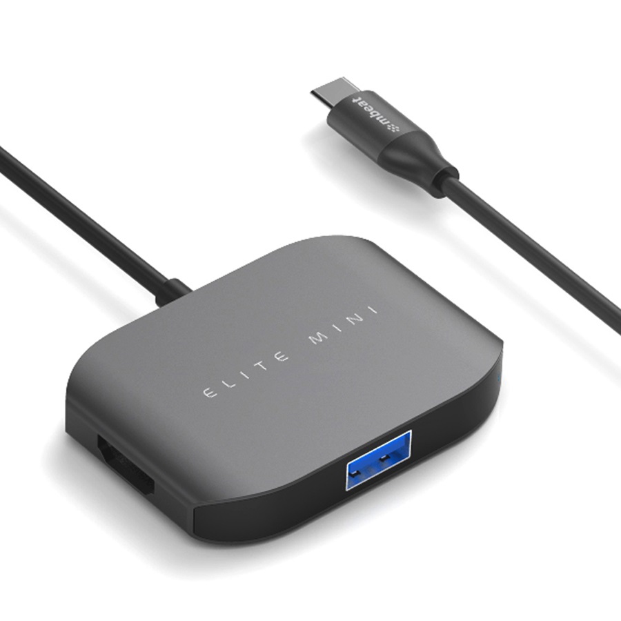 mbeat USB-C Multi-port Adapter (HDMI + USB 3.0×1 + USB 2.0×1) – Space Grey, Aluminium Design