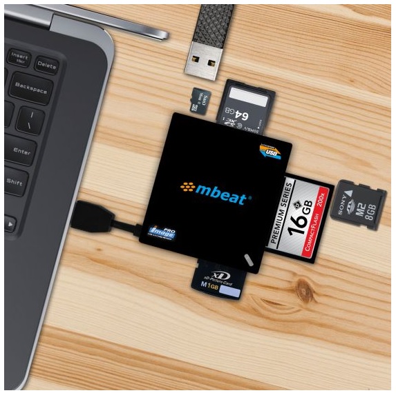 MBEAT USB 3.0 Super Speed Multiple Card Reader – 2x SD and 2x Micro SD/Compatible SDHC/MicroSDHC to SDHC/MicroSDHC/USB 3.0 High Speed 100MB/s