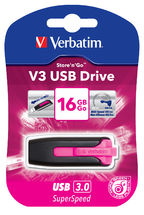 VERBATIM 16GB V3 USB3.0 Store’n’Go V3; Rectractable – Pink