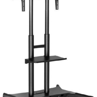 Atdec AD-TVC-75 Floor TV Cart Heavy Duty for Screen size 50″ – 80″ &amp 75kg. VESA to 800×400 – Comes with Shelf