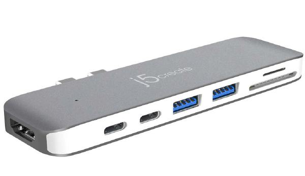 J5create JCD382 ULTRADRIVE Thunderbolt 3 hub for Macbook Pro 2020 13″;/15″ 2x USB-C to 1x Thunderbolt 3, 1xUSB-C, HDMI, 2xUSB-A, micro SD card reader