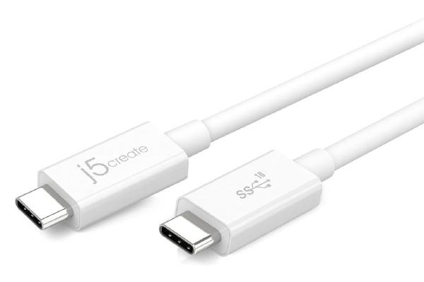 J5create JUCX01 USB-C 3.1 to USB-C 70cm Coaxial cable (Speeds up to 10 Gbps Super Speed+ & 20V/5A (100W) power delivery)