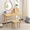 Hanging Round Wall Mirror Solid Bamboo Frame and Adjustable Leather Strap for Bathroom and Bedroom – 45 cm
