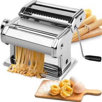 Pasta Maker Manual Steel Machine with 8 Adjustable Thickness Settings