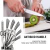 Kitchen Knife Block Set 8 Stainless Steel Knives with Wooden Color Handle – Silver