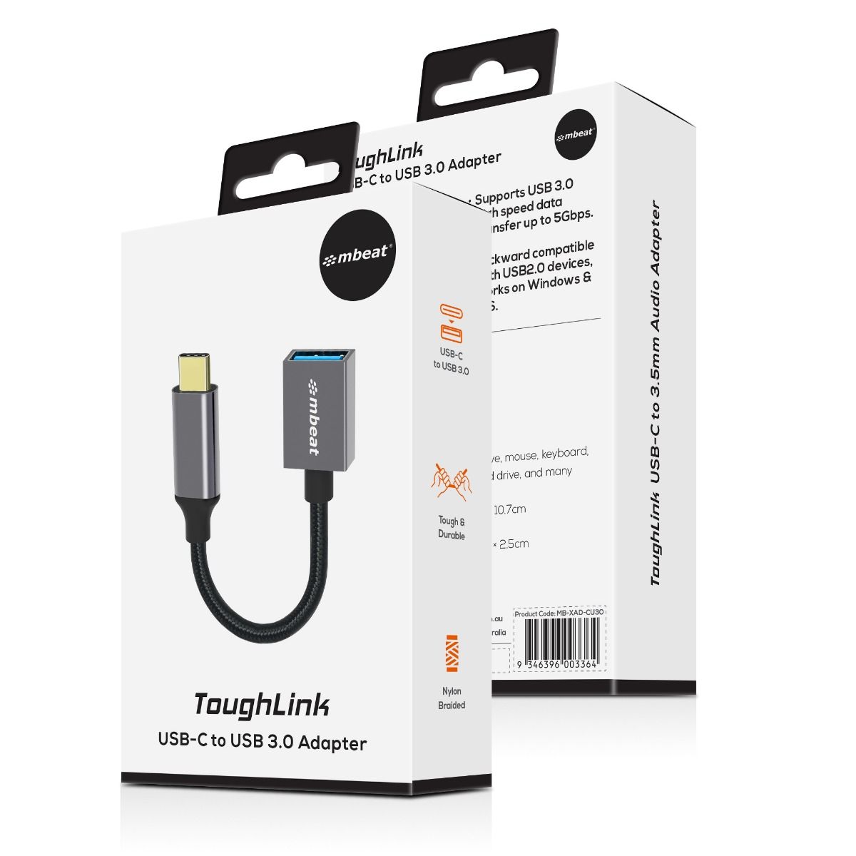 Tough Link USB-C to USB 3.0 Adapter with Cable – Space Grey