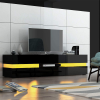 Modern High Gloss Front TV Entertainment Unit 177cm LED Storage Drawer – Black