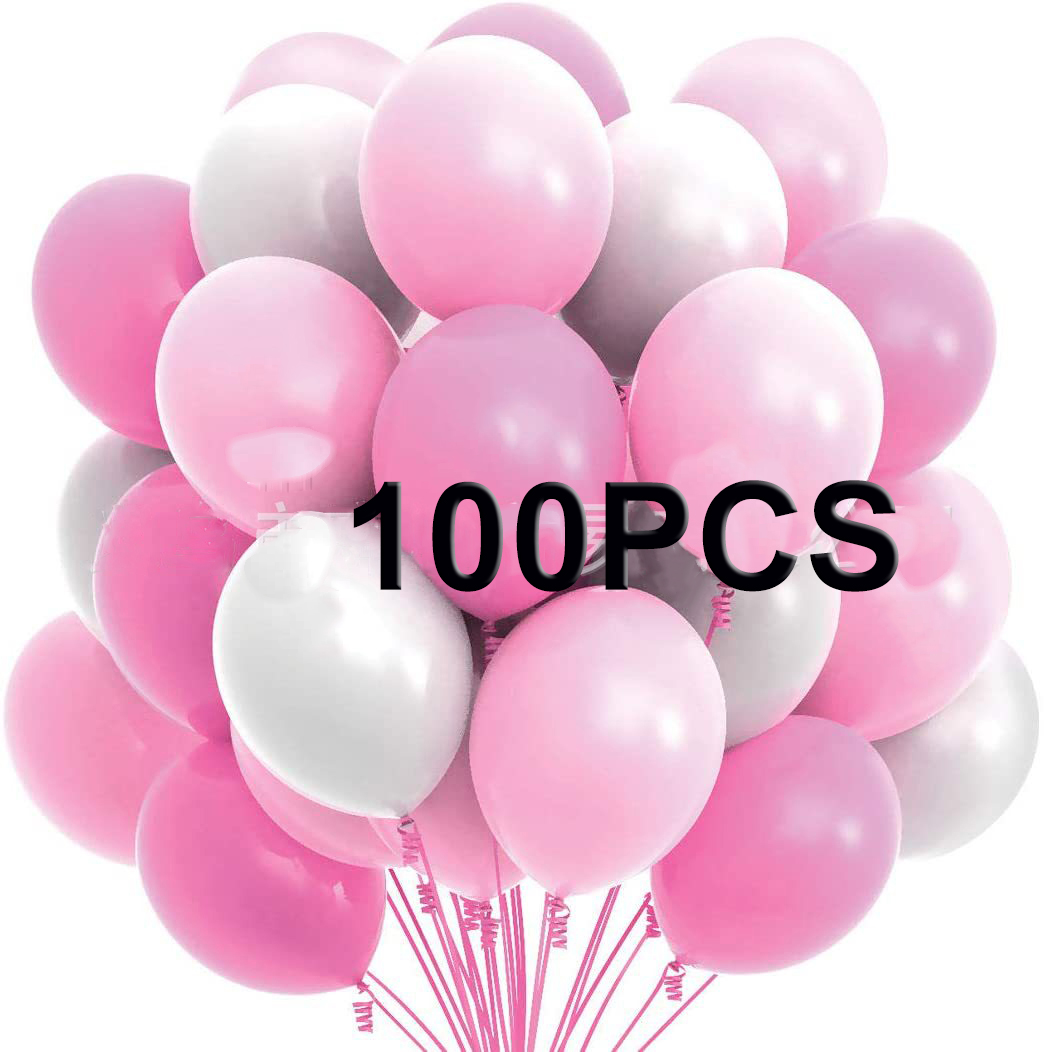 100PCS 5” Latex Balloon Set Birthday Wedding Party Decoration – Pink and Light Pink and White