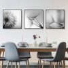 Botanical dandelions 3 Sets Black Frame Canvas Wall Art – 50×50 cm