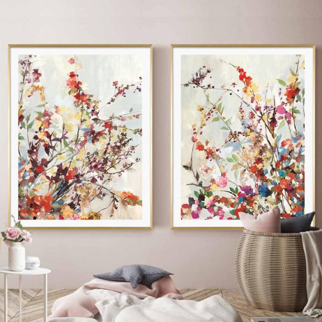 Coming Spring 2 Sets Gold Frame Canvas Wall Art – 40×60 cm