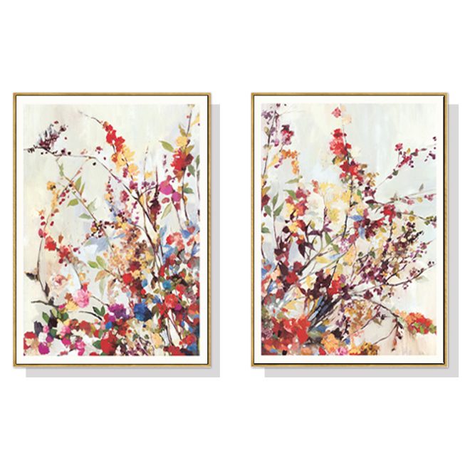 Coming Spring 2 Sets Gold Frame Canvas Wall Art – 40×60 cm