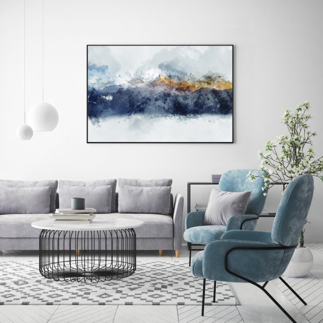 Abstract Sunlight Mountains Black Frame Canvas Wall Art – 50×70 cm