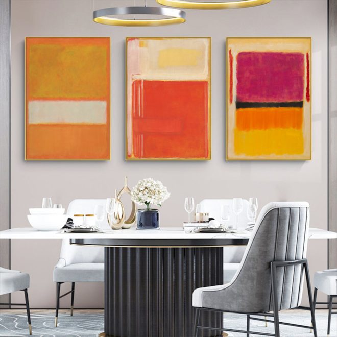 Colourful 3 Sets By Mark Rothko Black Frame Canvas Wall Art – 40×60 cm