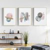 Blush Pink Watercolor 3 Sets Gold Frame Canvas Wall Art – 40×60 cm