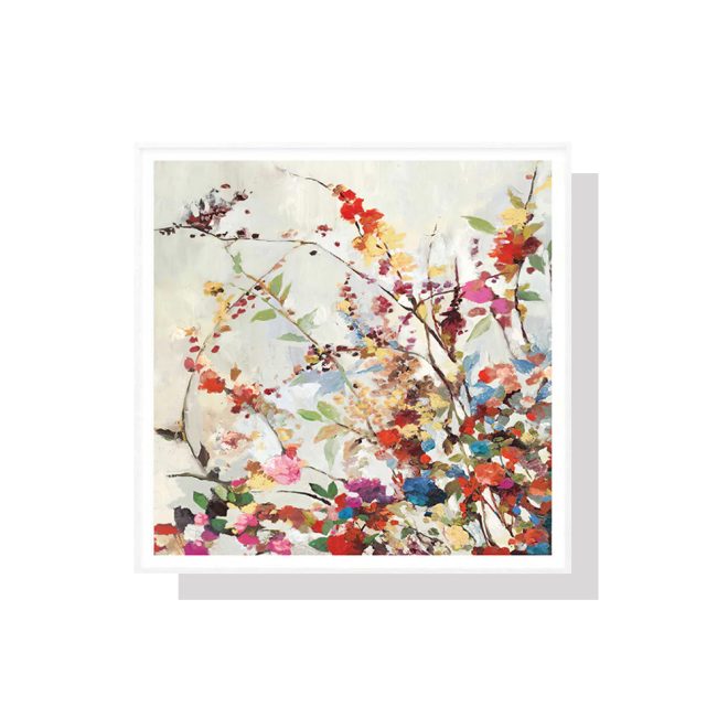 Coming Spring Square Size White Frame Canvas Wall Art – 50×50 cm