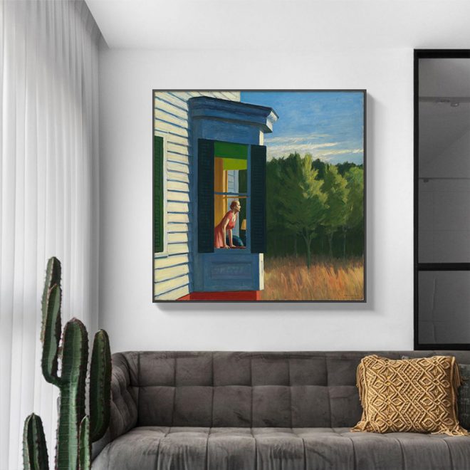 Cape Cod Morning By Edward Hopper Black Frame Canvas Wall Art – 50×50 cm