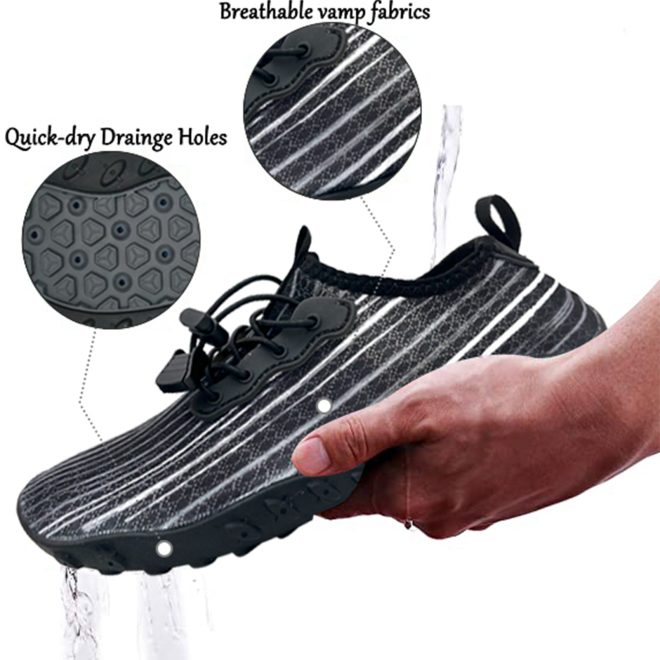 Water Shoes for Men and Women Soft Breathable Slip-on Aqua Shoes Aqua Socks for Swim Beach Pool Surf Yoga – 10.5, Black