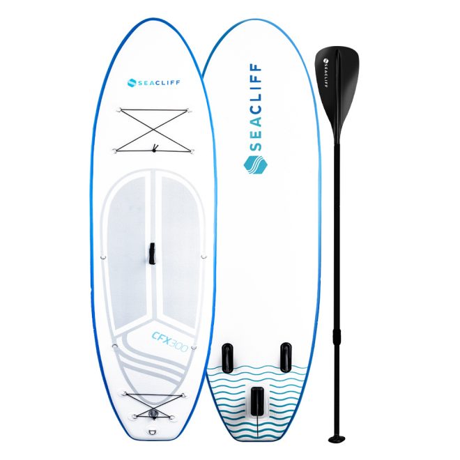 SEACLIFF Stand Up Paddle Board SUP Inflatable Paddleboard Kayak Surf Board. – White and Blue